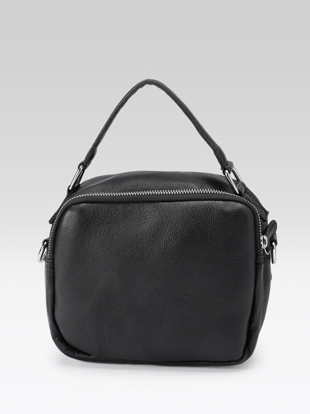 Premium Genuine Leather Crossbody Bag with Dual Zip Pockets & Strap