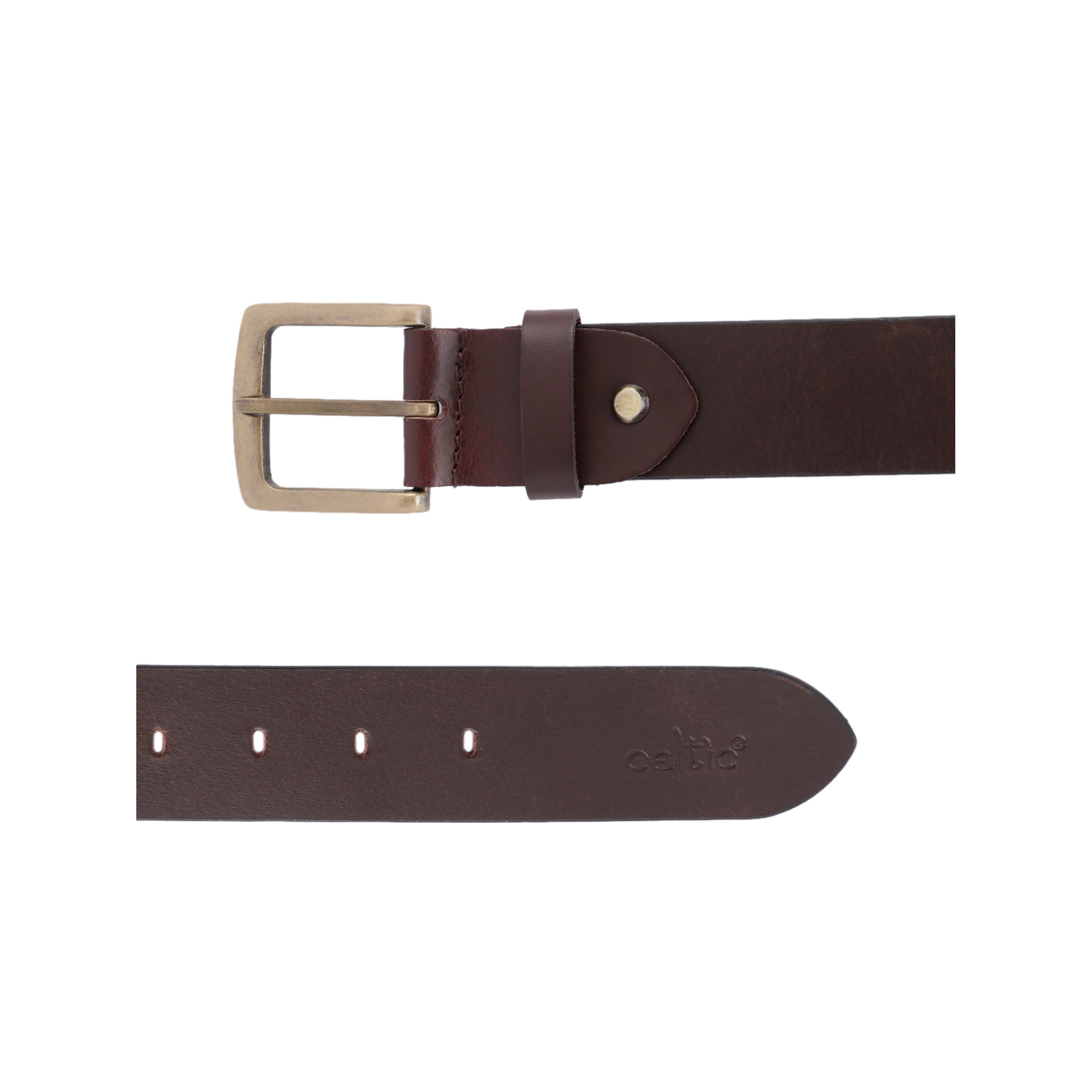 Unisex Handcrafted Brown Leather Belt With Grey Woven Inlay And Vintage Brass Buckle