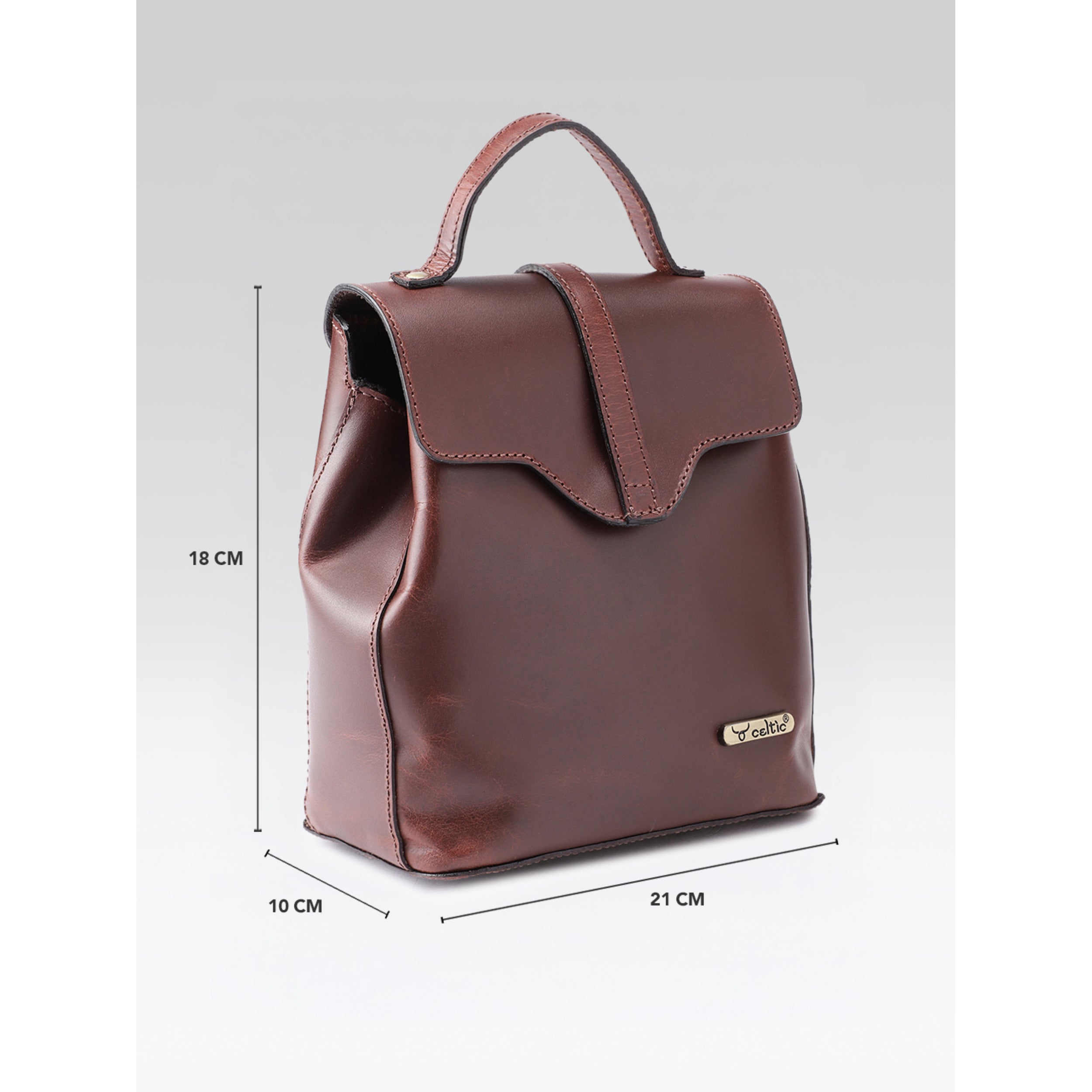 Premium Genuine Leather Mini Backpack for Women with Flap Closure