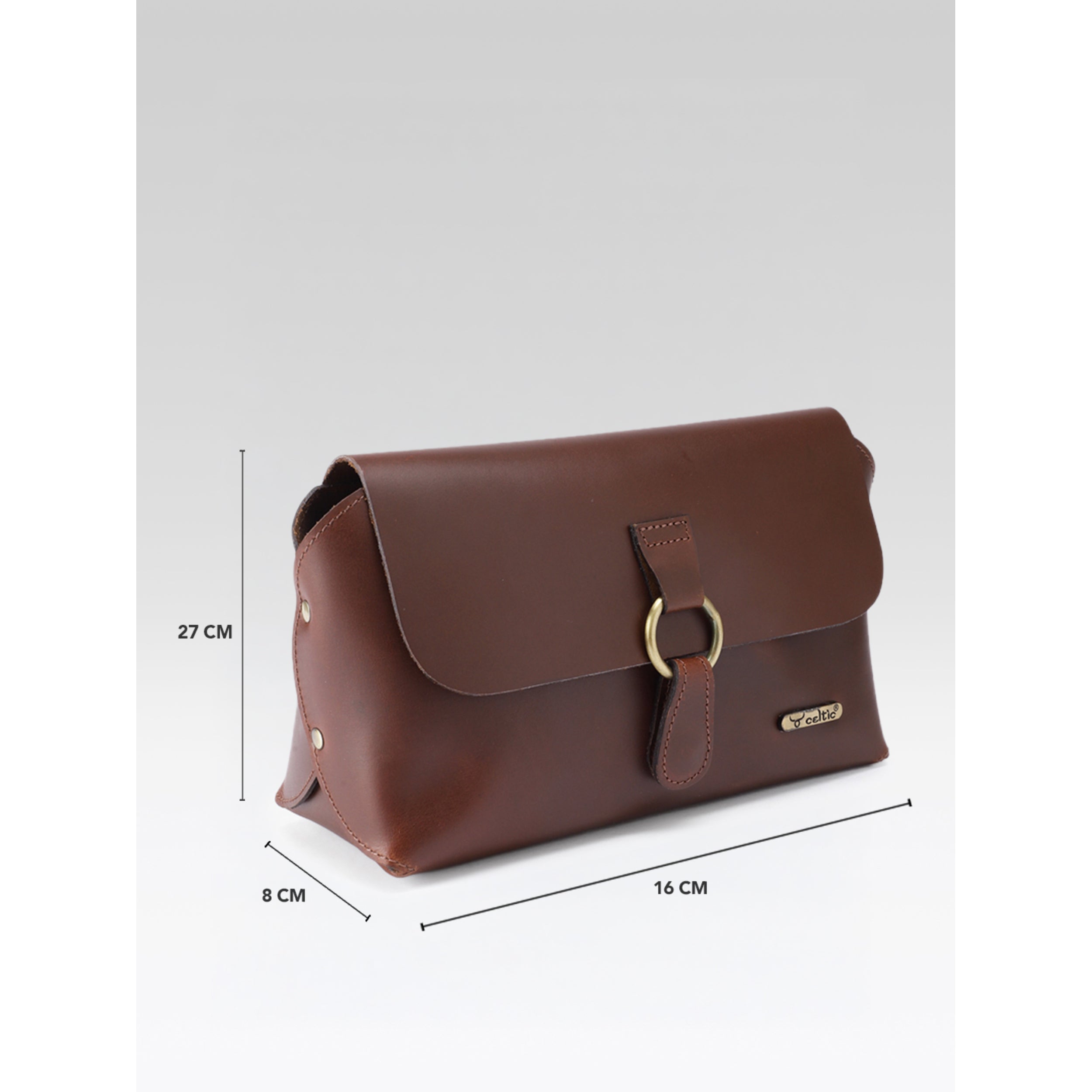 Premium Genuine Leather Sling Bag with Ring-Flap Design