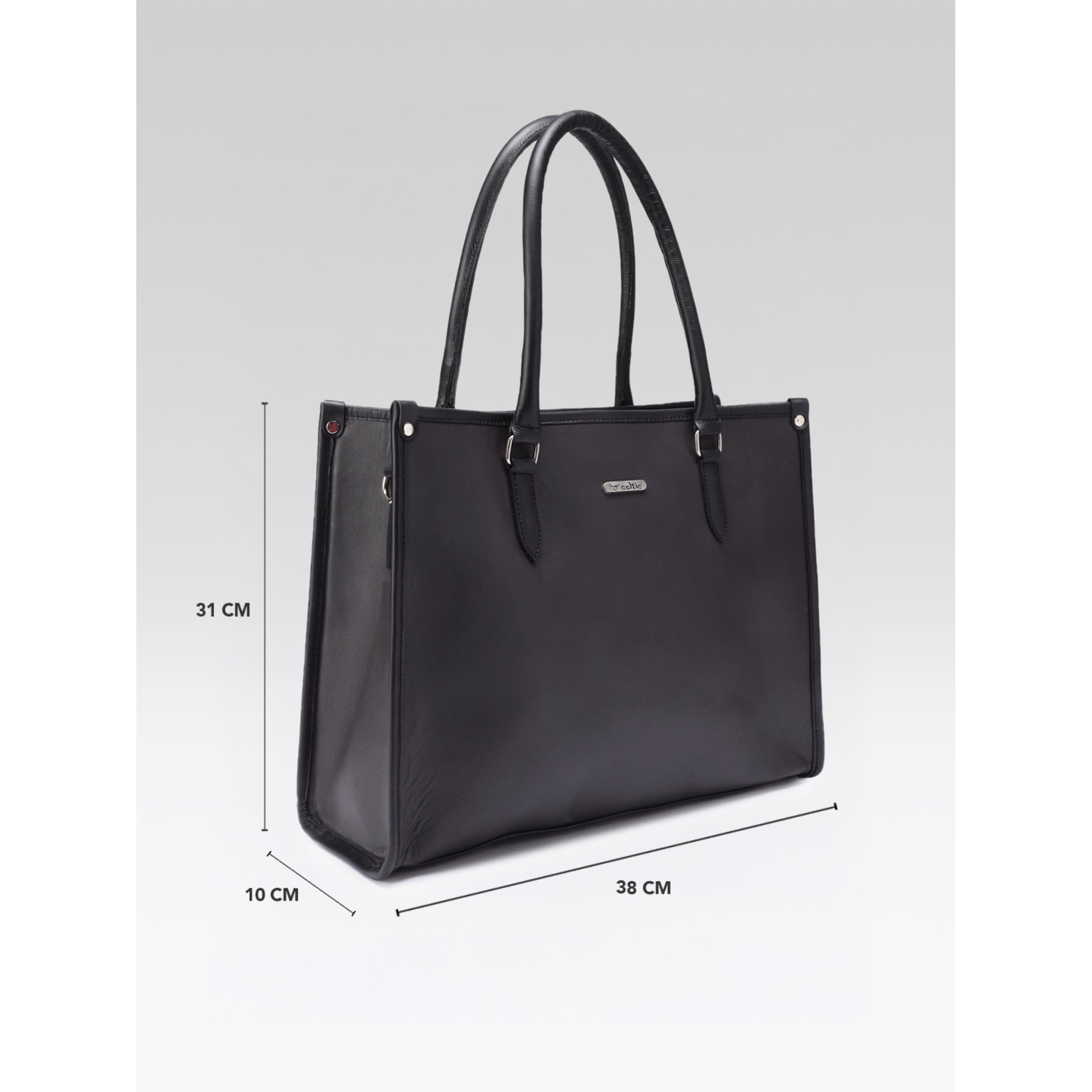 Premium Genuine Leather Work Tote Bag for Women with Zip Closure & Shoulder Strap