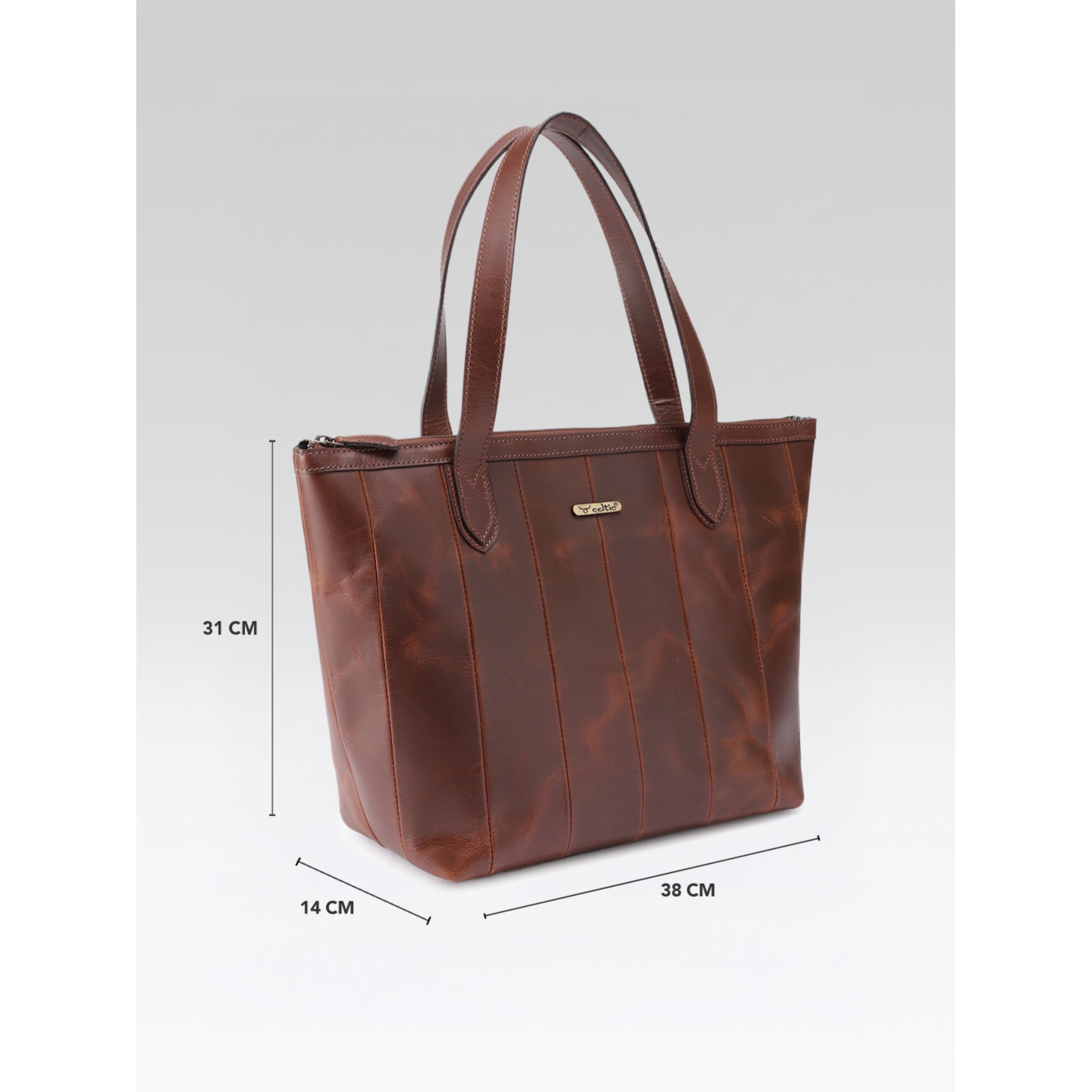 Premium Genuine Leather Tote Bag for Women |  Inner Zip Pocket