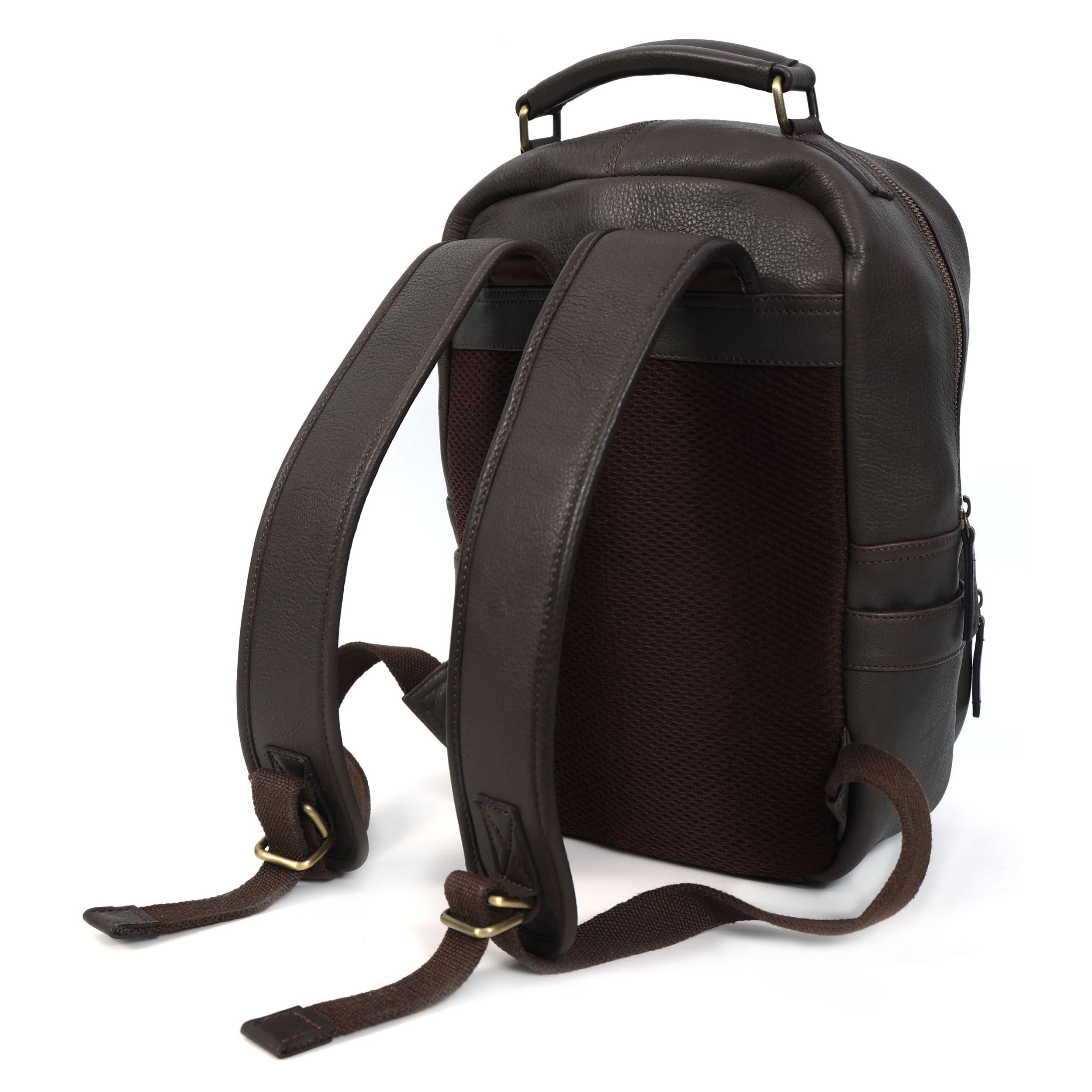 Premium Genuine Leather Backpack with Laptop Compartment & Multiple Zip Pockets