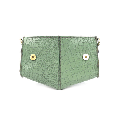 Chic Elegance: Black Deep Croco Leather Crossbody Bag. Art: BG-1602