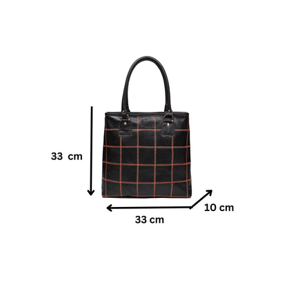 "Bold Fusion: Black Tote Bag with Orange Stitching - Elevate Your Style with Vibrant Contrast"  Art: BG-1143-Z