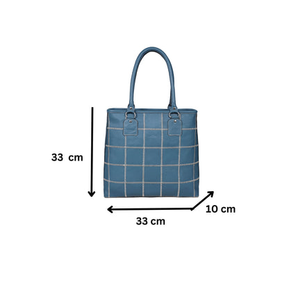 "Chic Blue Tote: Elevate Your Style with Trendy Leather Accents."  Art: BG-1518-Z