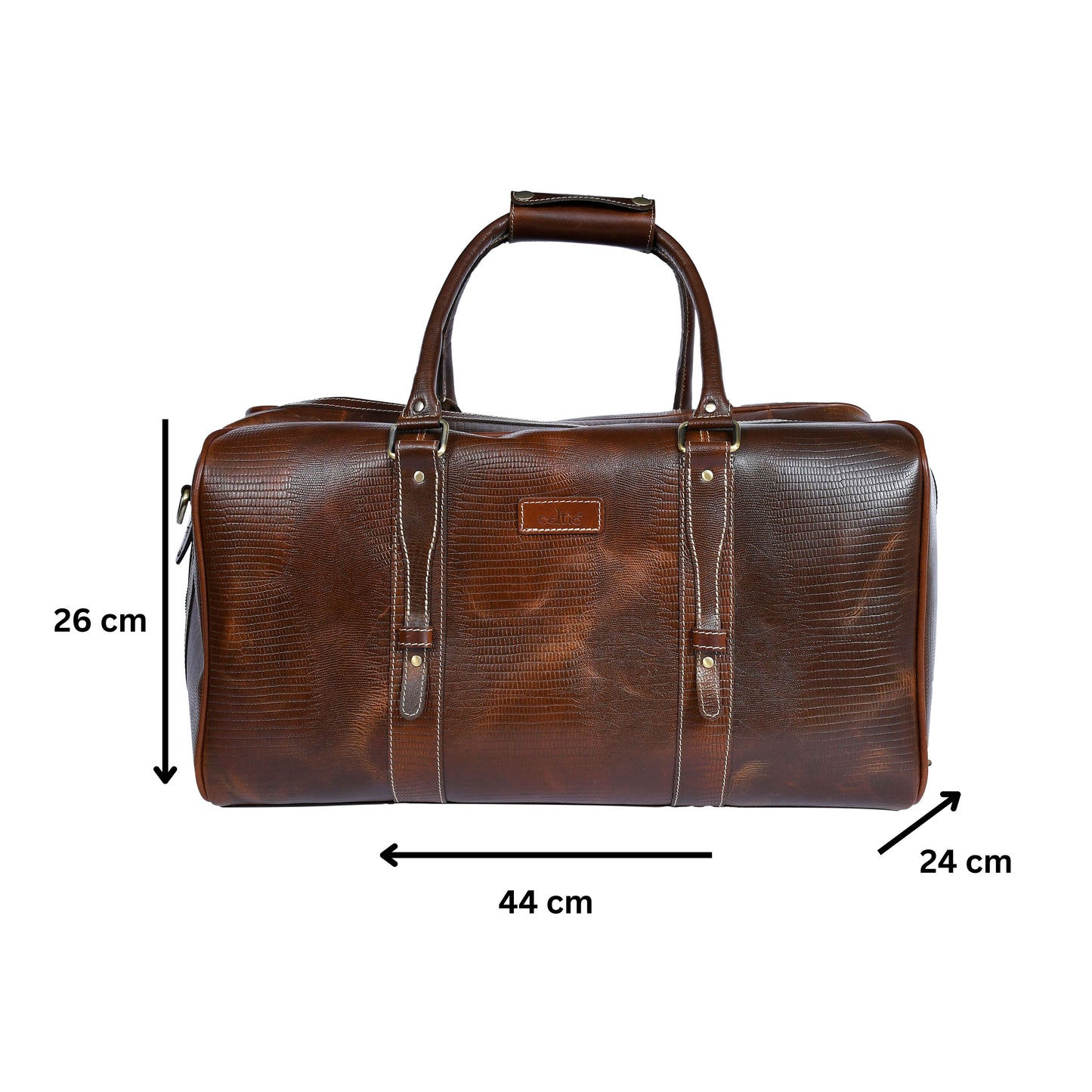 Celtic Brown Color Pure Leather Duffel Bag for Travelling | Handmade Weekender Bag, Art: BG-1713