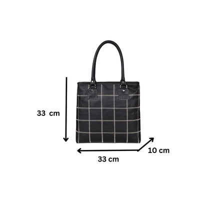 "Chic Contrast: Black Tote Bag with White Stitching for Timeless Style" Art: BG-1142-Z