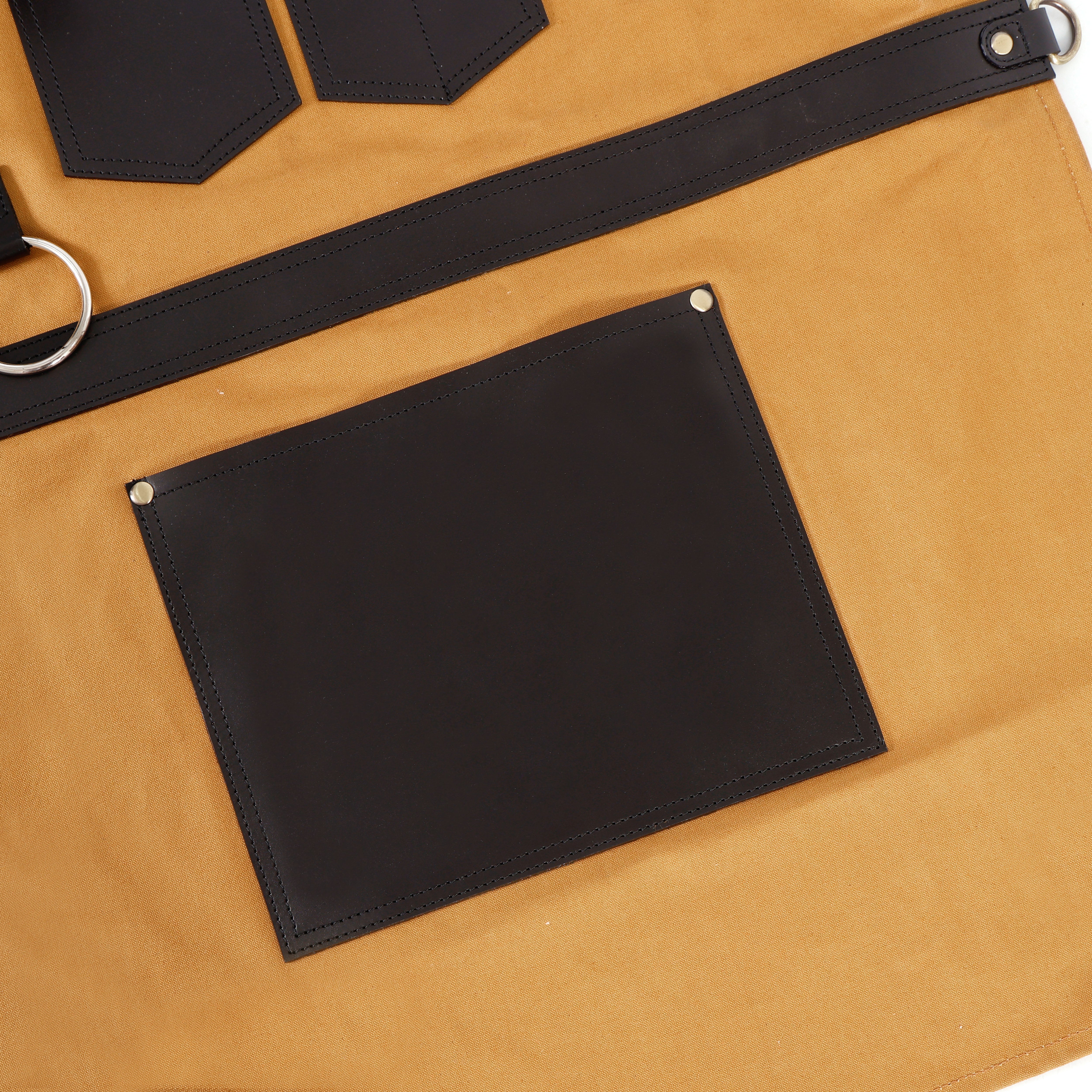 Premium Genuine Leather & Canvas Bib Apron – Yellow & Black Utility Design