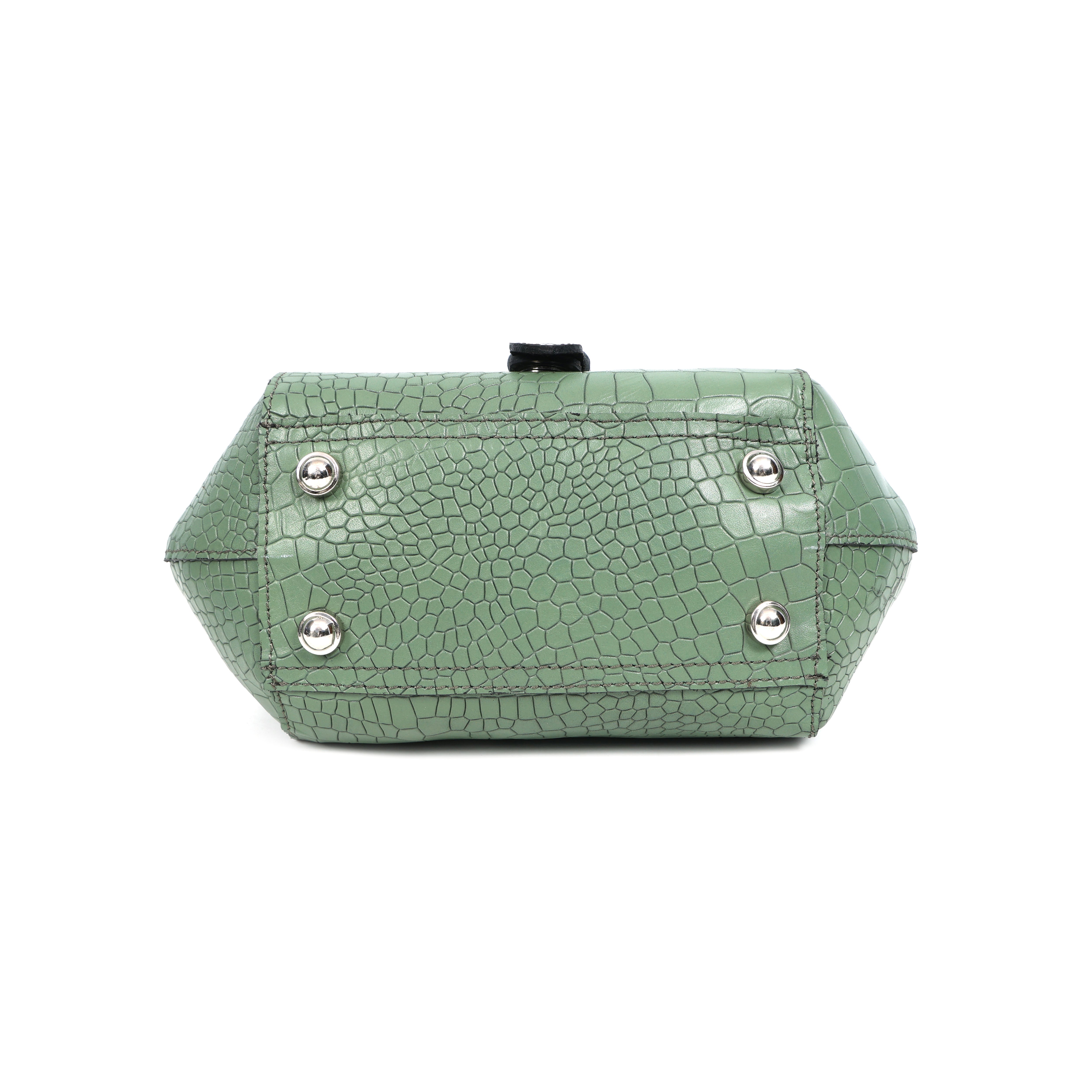 Croc-Texture Structured Crossbody Bag with Buckle Flap & Adjustable Strap