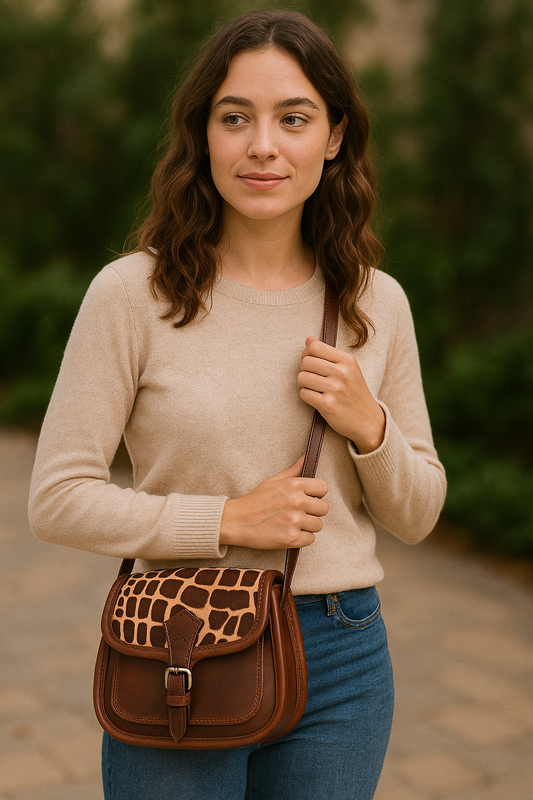 Elevate Your Style with our Printed Hair on Leather Sling Bag. Art: BG-1453