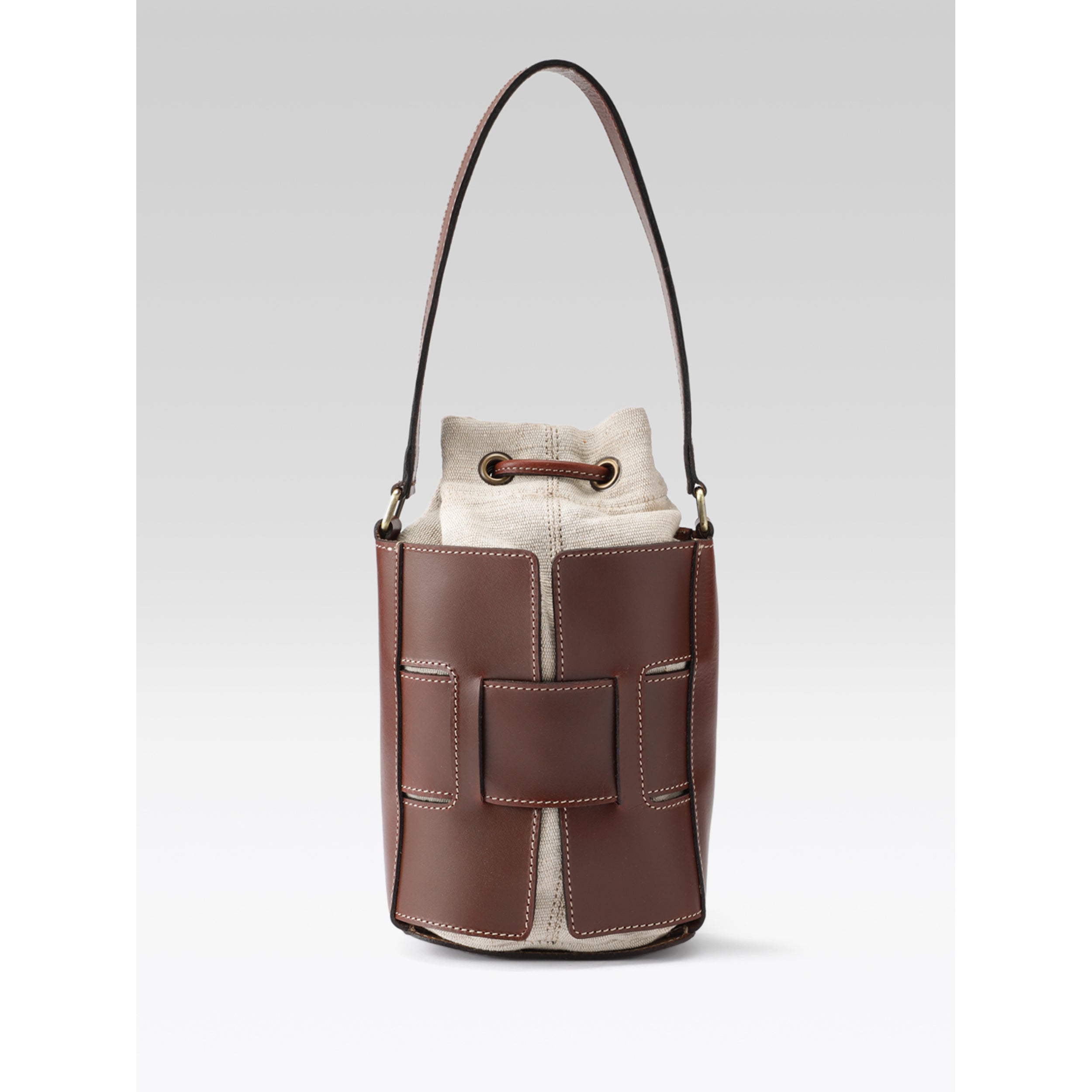 Premium Genuine Brown Leather Bucket Bag with Shearling Interior  Stylish & Durable