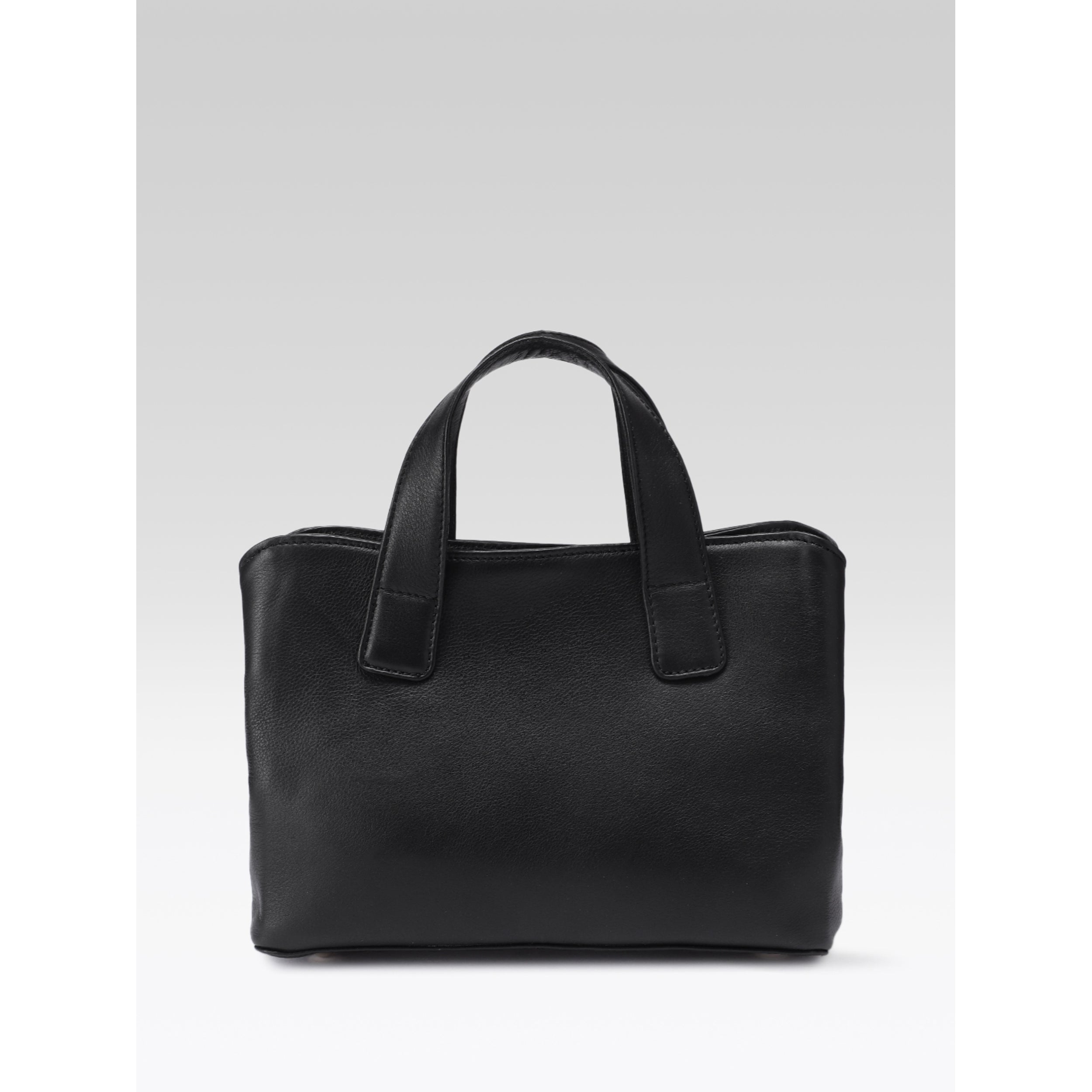 Premium Structured Leather Handbag with Dual Carry Handles, Adjustable Strap & Zip Pocket