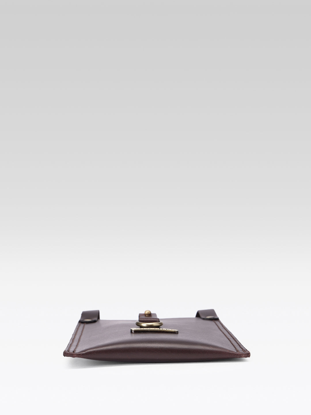 Genuine Leather Crossbody Phone Pouch with Adjustable Strap – Dark Brown