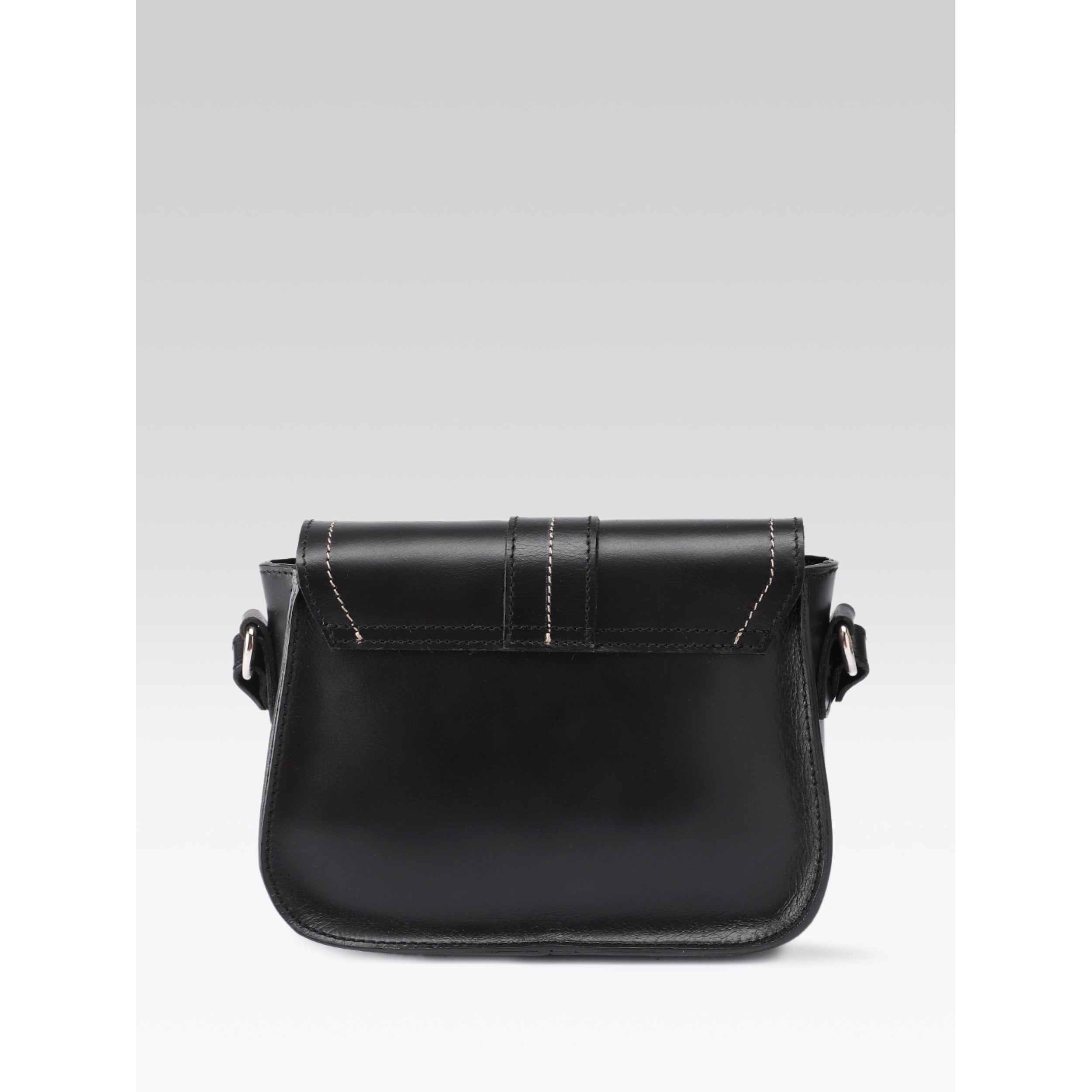 Premium Genuine Leather Crossbody Bag with Front Flap &  White Stitch Detailing