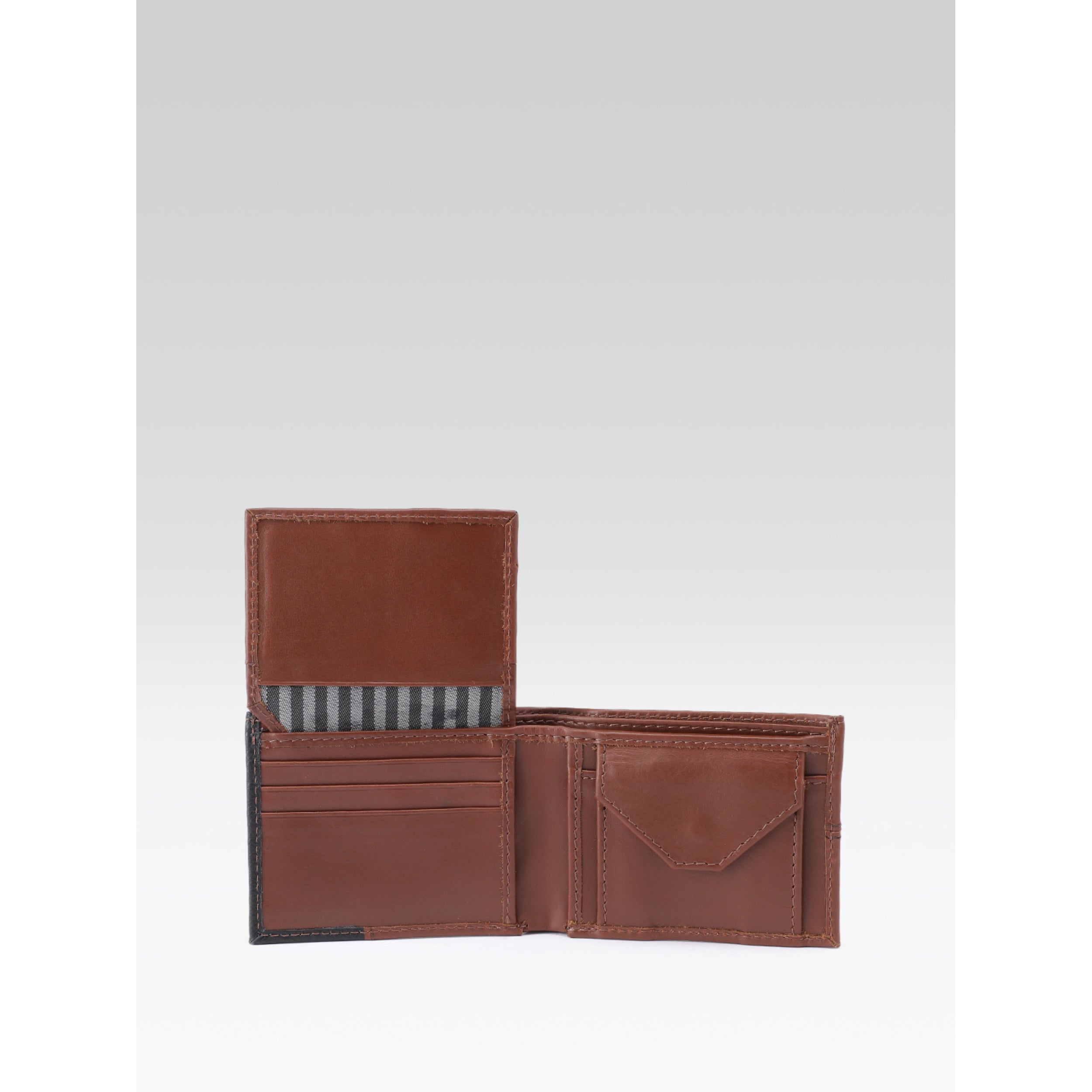Premium Two-Tone Genuine Leather Mens Wallet | Slim Bifold Export Quality with Coin Pocket