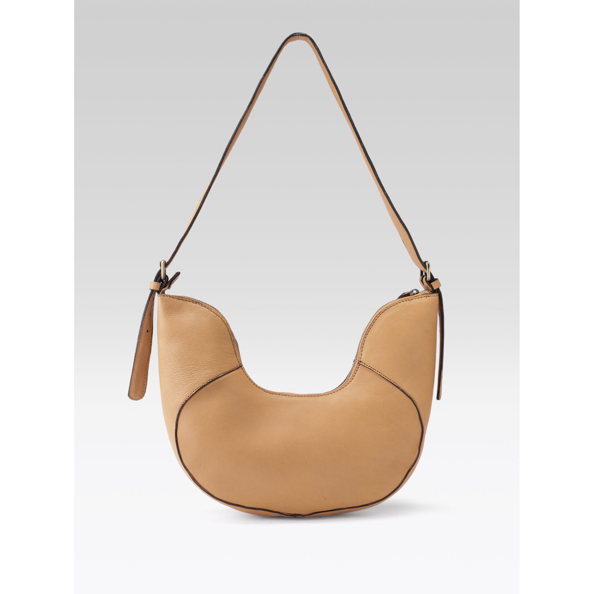 Premium Genuine Leather Hobo Shoulder Bag with Adjustable Strap & Zip Closure