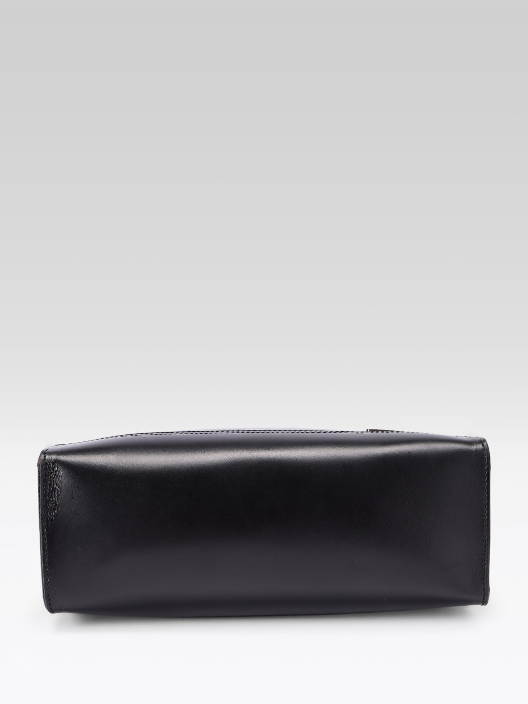 Premium Genuine Leather Structured Shopper Tote with Dual Compartments & Snap Closure