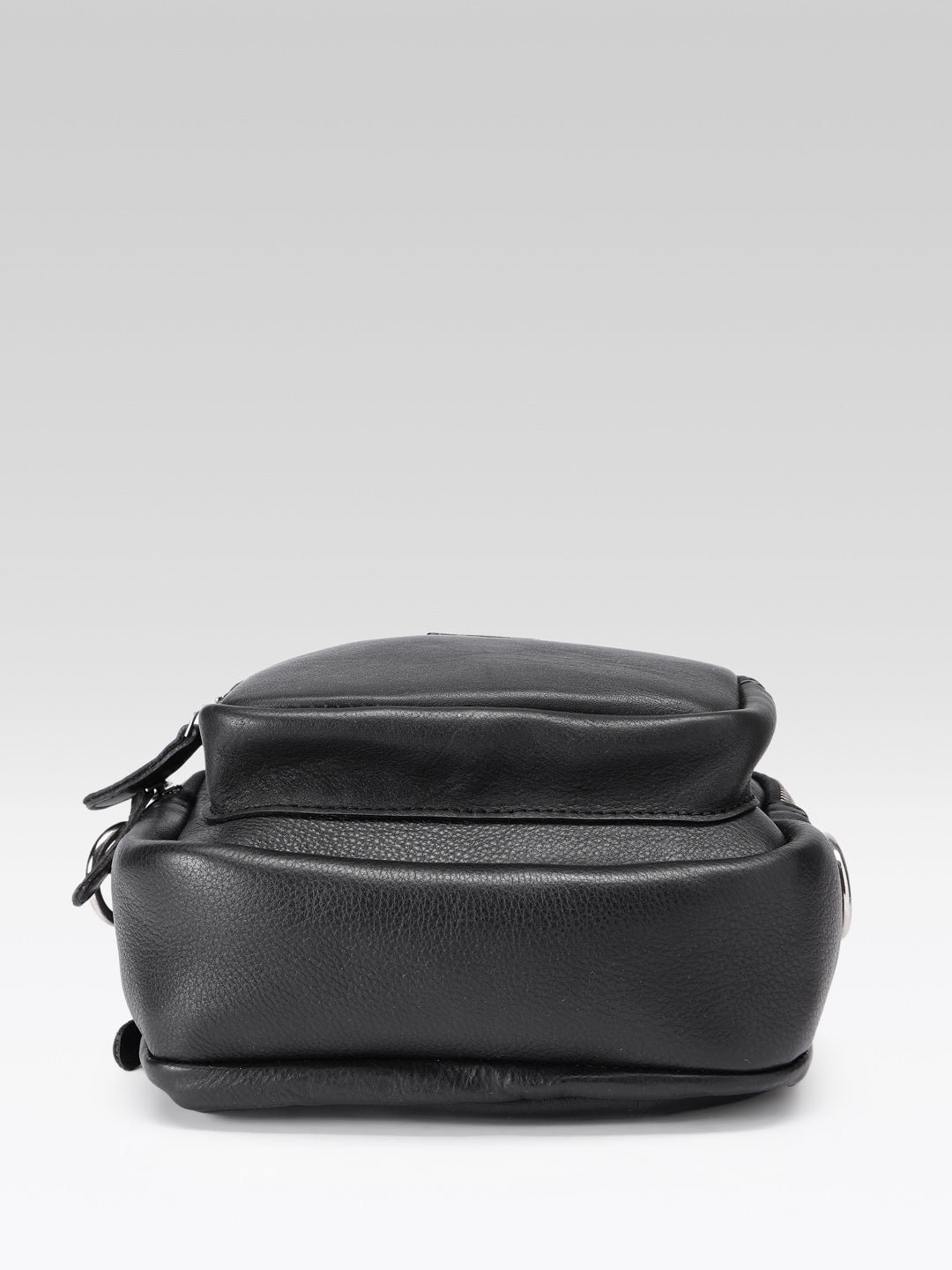 Premium Genuine Leather Crossbody Bag with Dual Zip Pockets & Strap