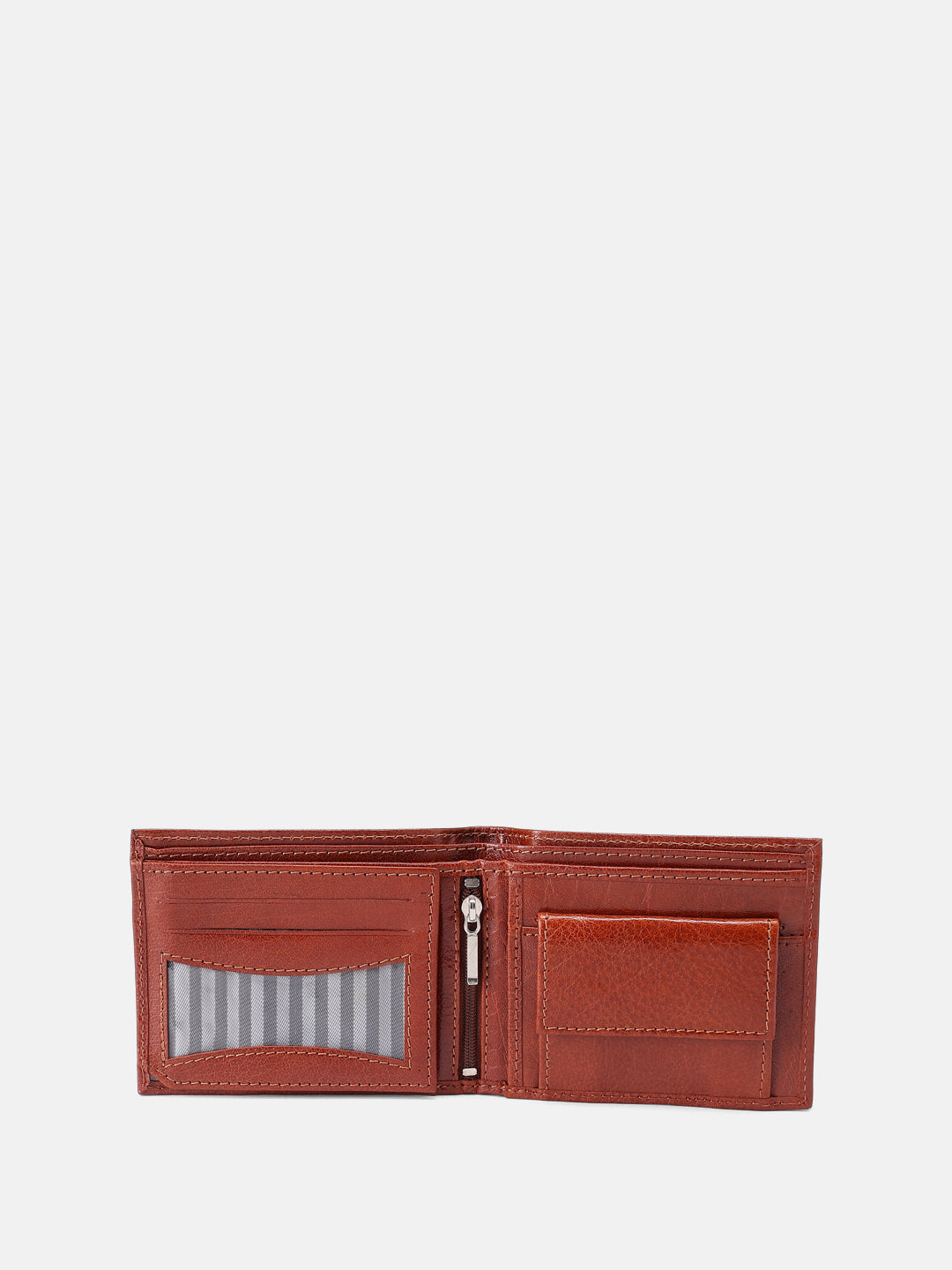 Premium Genuine Leather Bi-Fold Wallet with Zip Coin Pocket & Card Slots