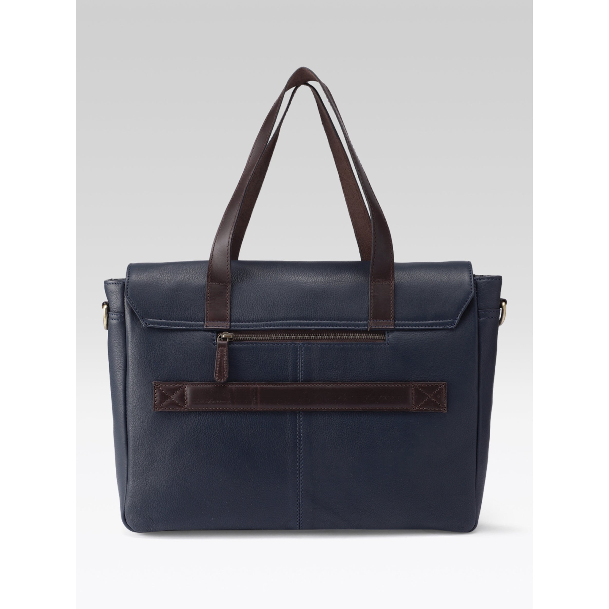 Premium Genuine Leather Office Laptop Bag with Tablet Sleeve & Adjustable Strap