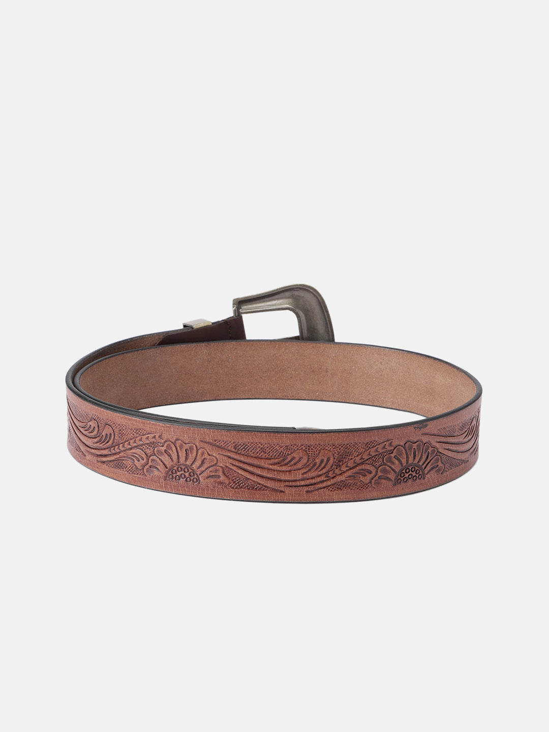 Genuine Leather Embossed  Western Waist Accessory Ornate Buckle Tip