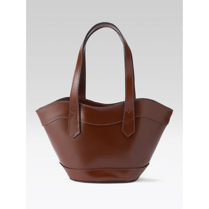 Premium Genuine Leather Mini Tote Bag with Dual Handles & Detachable Shoulder Strap