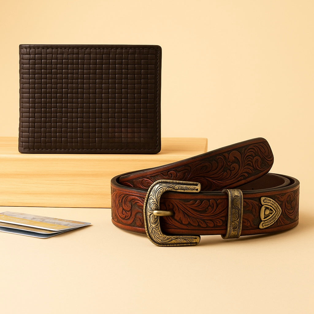 Artisan Leather Belt & Wallet Combo | Timeless Style Essentials