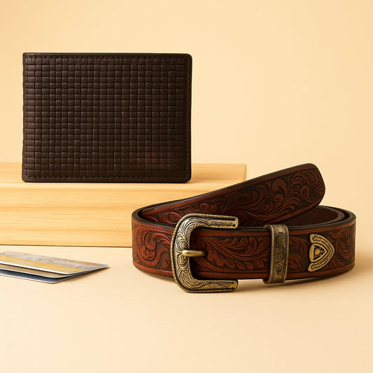 Artisan Leather Belt & Wallet Combo | Timeless Style Essentials