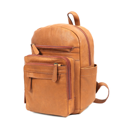 Elegant Soft Tan Leather Backpack  Stylish, Versatile, and Organized  ART:- BG-1638
