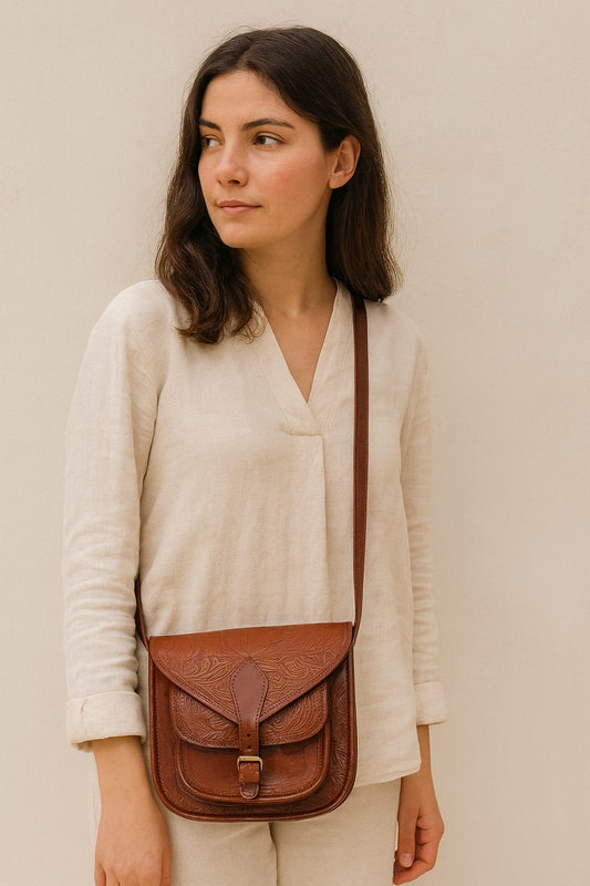 Celtic Embossing Leather Bag. Art: BG-1362Brown, BG-1749Black