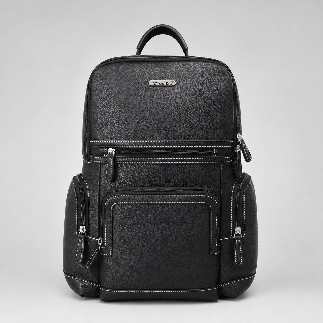 Premium Genuine Leather Multi-Compartment Laptop Backpack for Men & Women