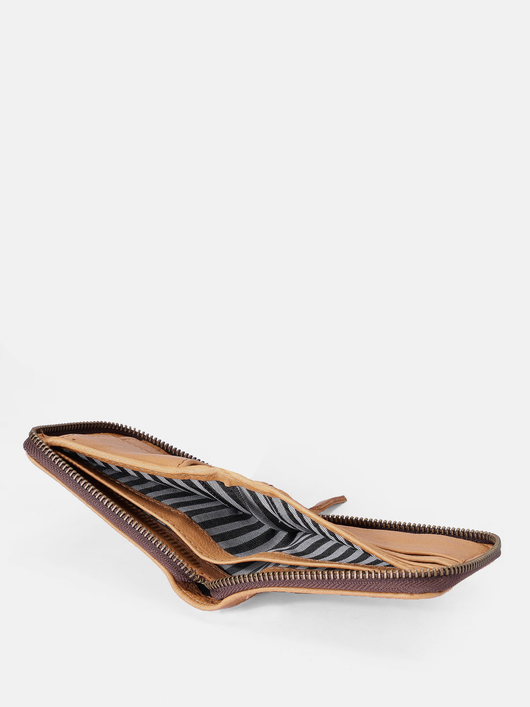 Premium Genuine Leather Zip-Around Compact Wallet