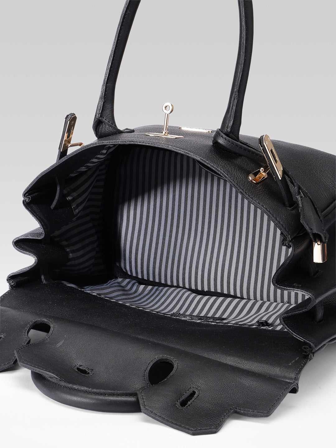 Premium Genuine Leather  Tote Handbag with Turn-Lock Closure