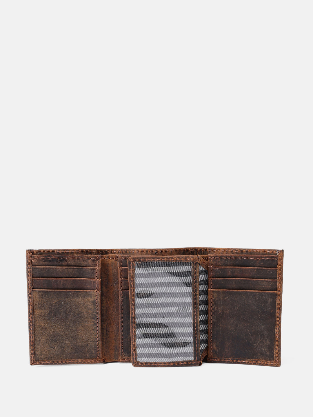 Premium Vintage Tri-Fold Genuine Leather Wallet | Export Quality | Multi-Card & ID Holder