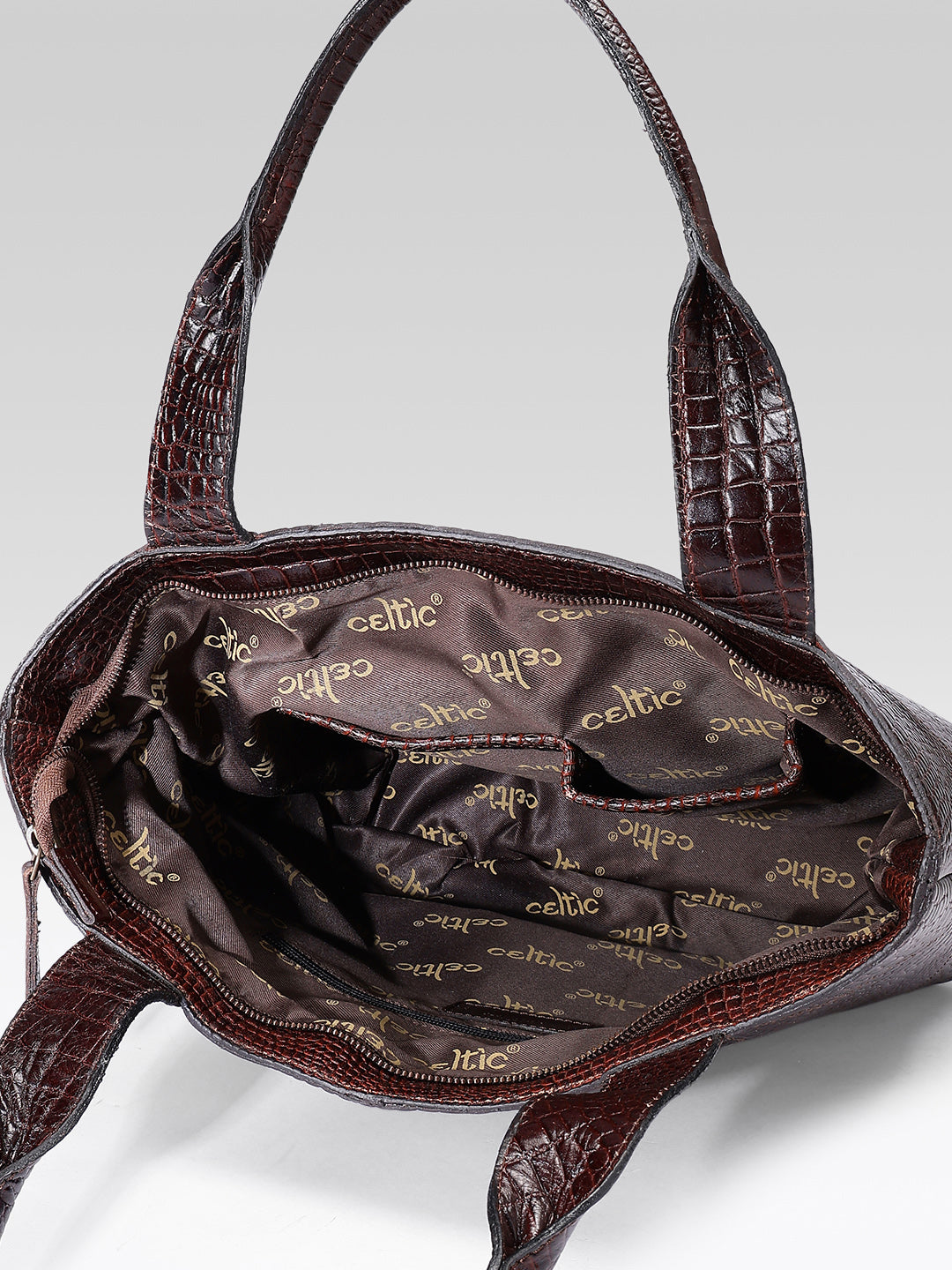 Croc-Texture Leather Tote Bag with Spacious Interior and Dual Shoulder Handles