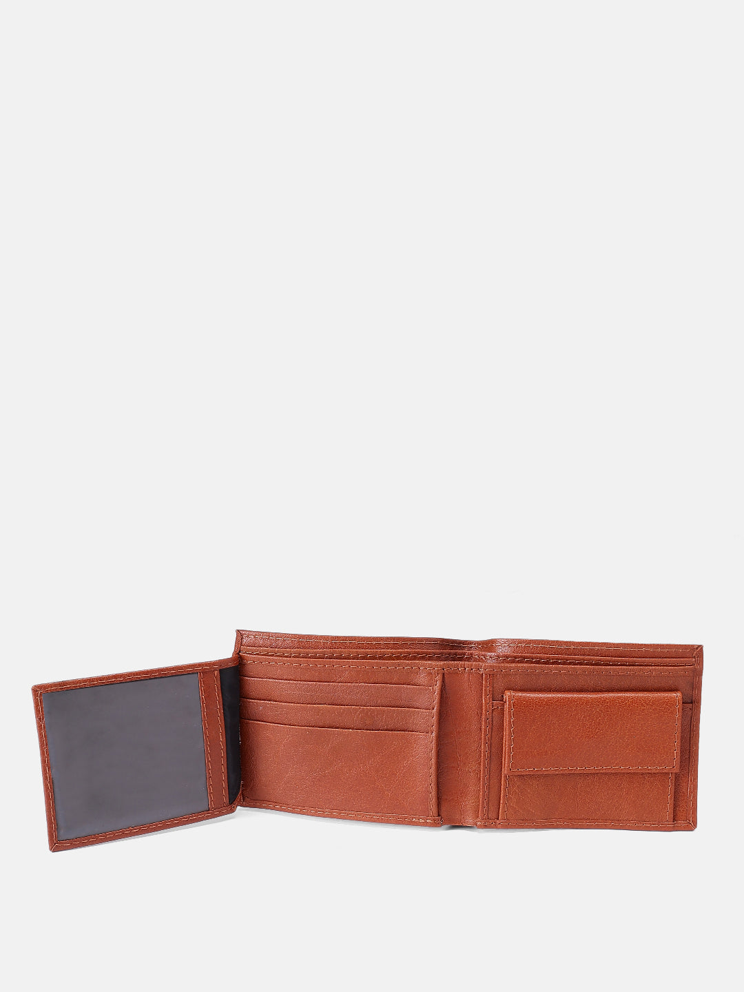 Premium Genuine Leather Bi-Fold Wallet with ID Window & Multiple Card Slots