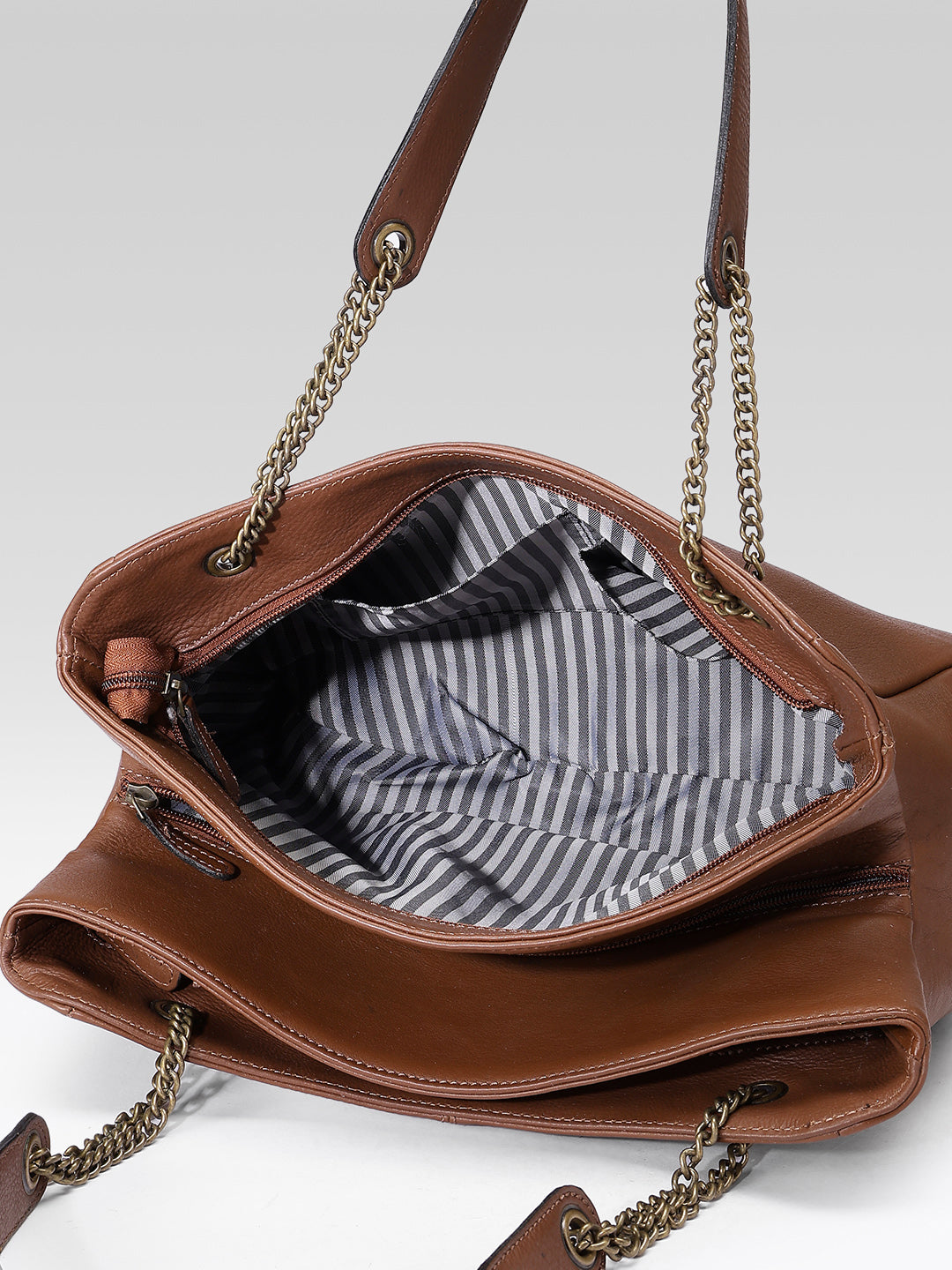 Premium Genuine Leather  Shoulder Tote Bag with Chain Handles