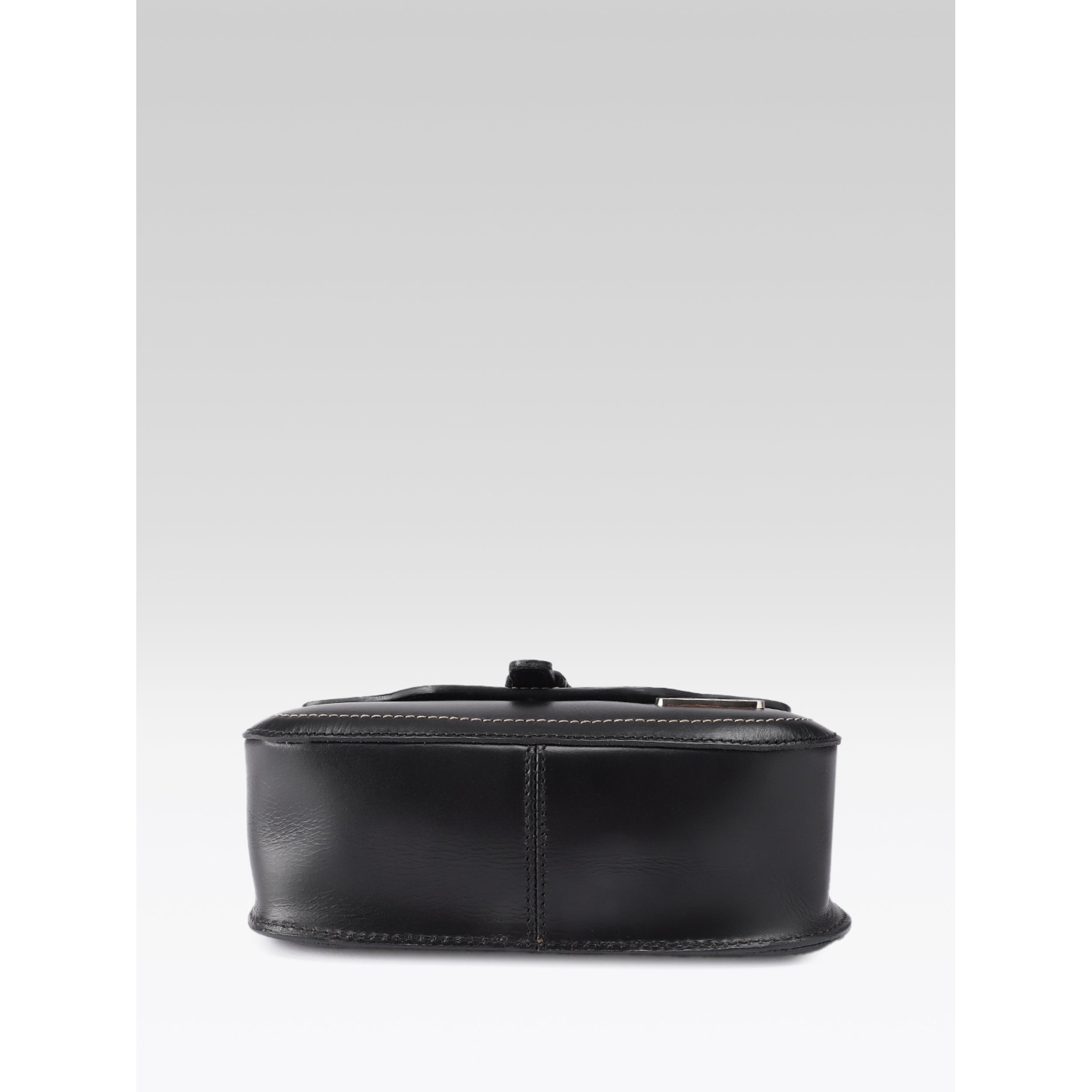 Premium Genuine Leather Crossbody Bag with Front Flap &  White Stitch Detailing