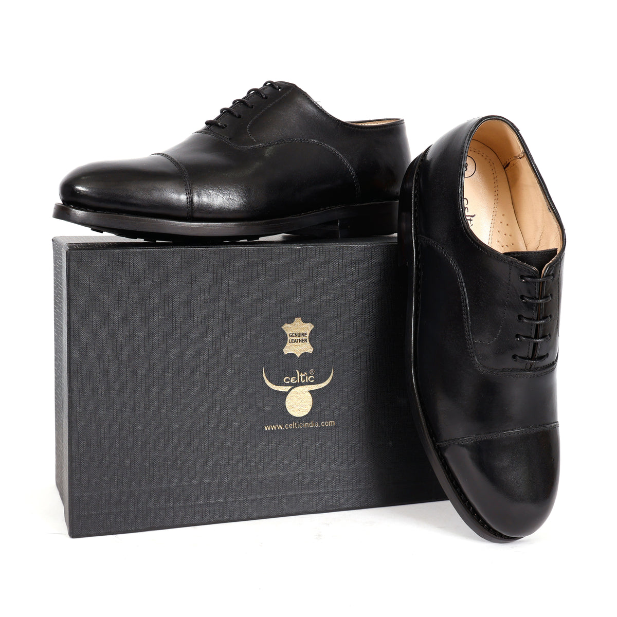Premium Genuine Leather Cap Toe Lace-Up Formal Shoes | Classic Oxford Style | Office & Business Wear