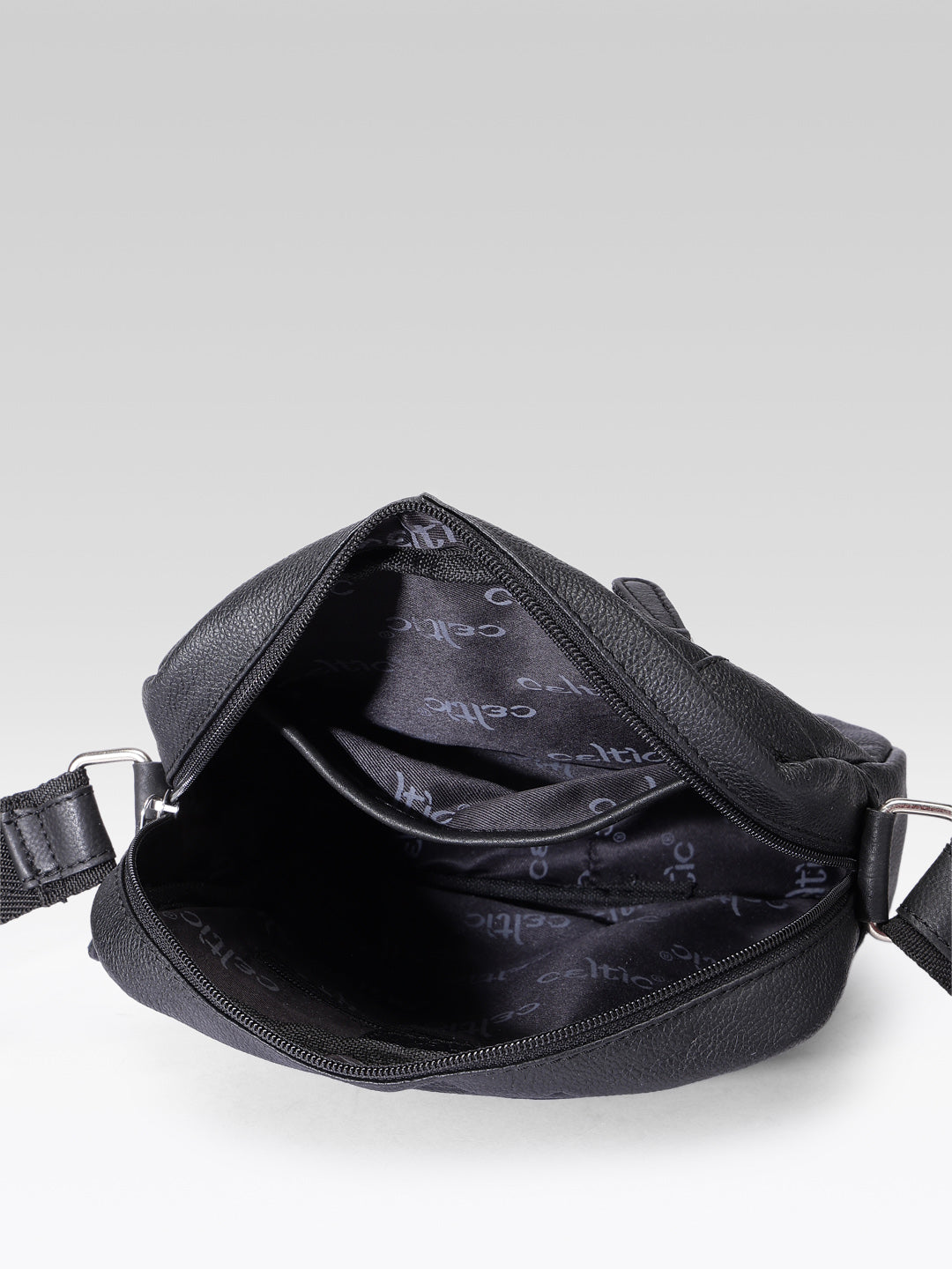 Premium Genuine Leather Crossbody Bag  with Adjustable Strap & Multiple Zip Pockets