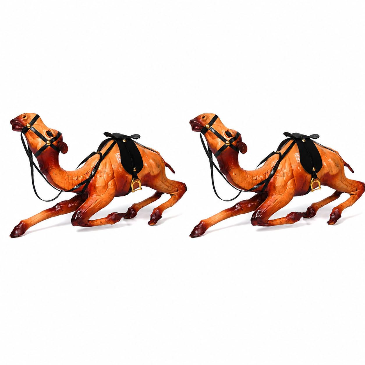 Premium Leather Camel 2 Set Combo Showpiece – Unique Sitting Camel Figurine for Home & Office Decor | Traditional Handicraft Gift Item