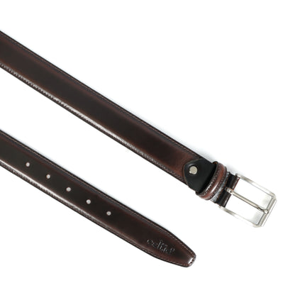 Premium Handcrafted Unisex Brown Leather Belt with Classic Silver Buckle