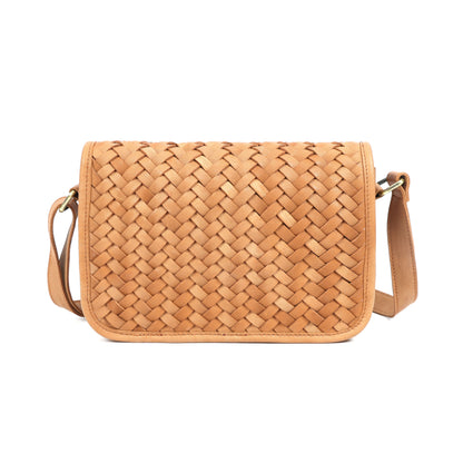 Premium Handwoven Leather Crossbody Bag with Zip Closure & Adjustable Strap