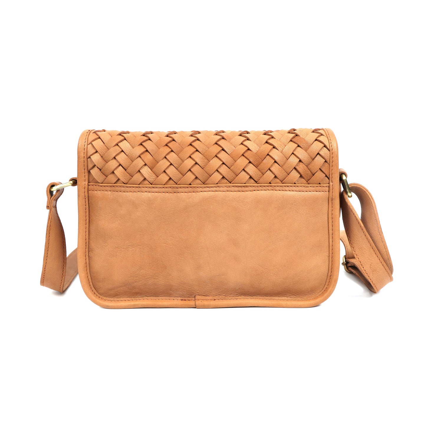 Premium Handwoven Leather Crossbody Bag with Zip Closure & Adjustable Strap