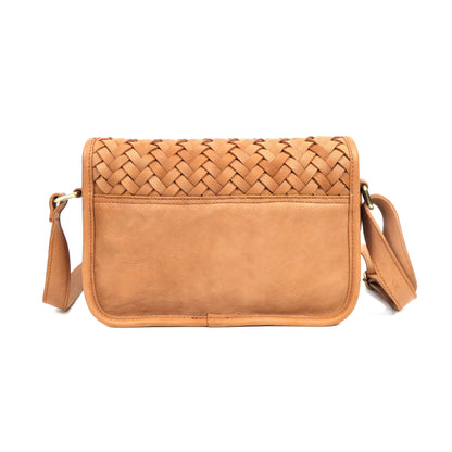Premium Handwoven Leather Crossbody Bag with Zip Closure & Adjustable Strap
