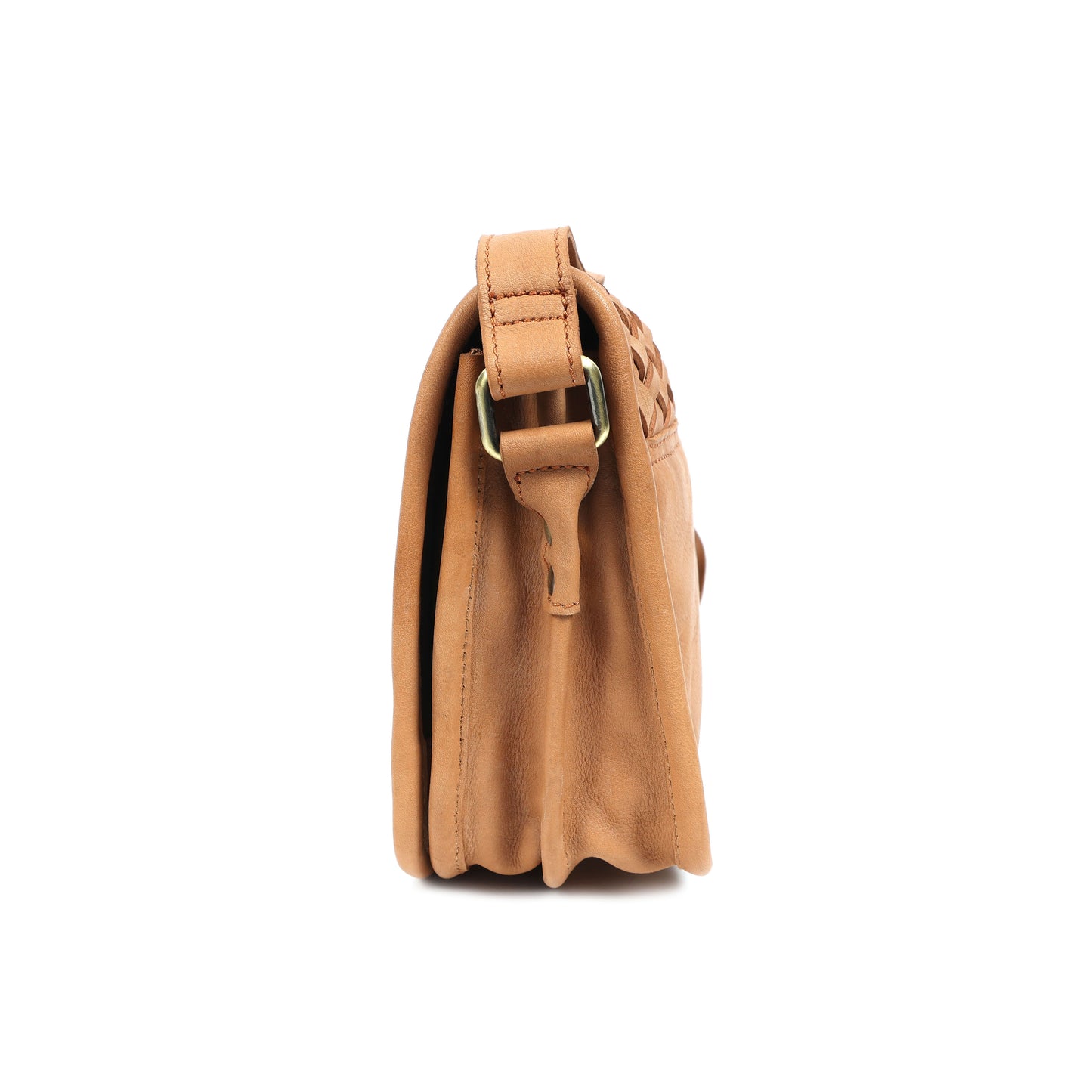 Premium Handwoven Leather Crossbody Bag with Zip Closure & Adjustable Strap
