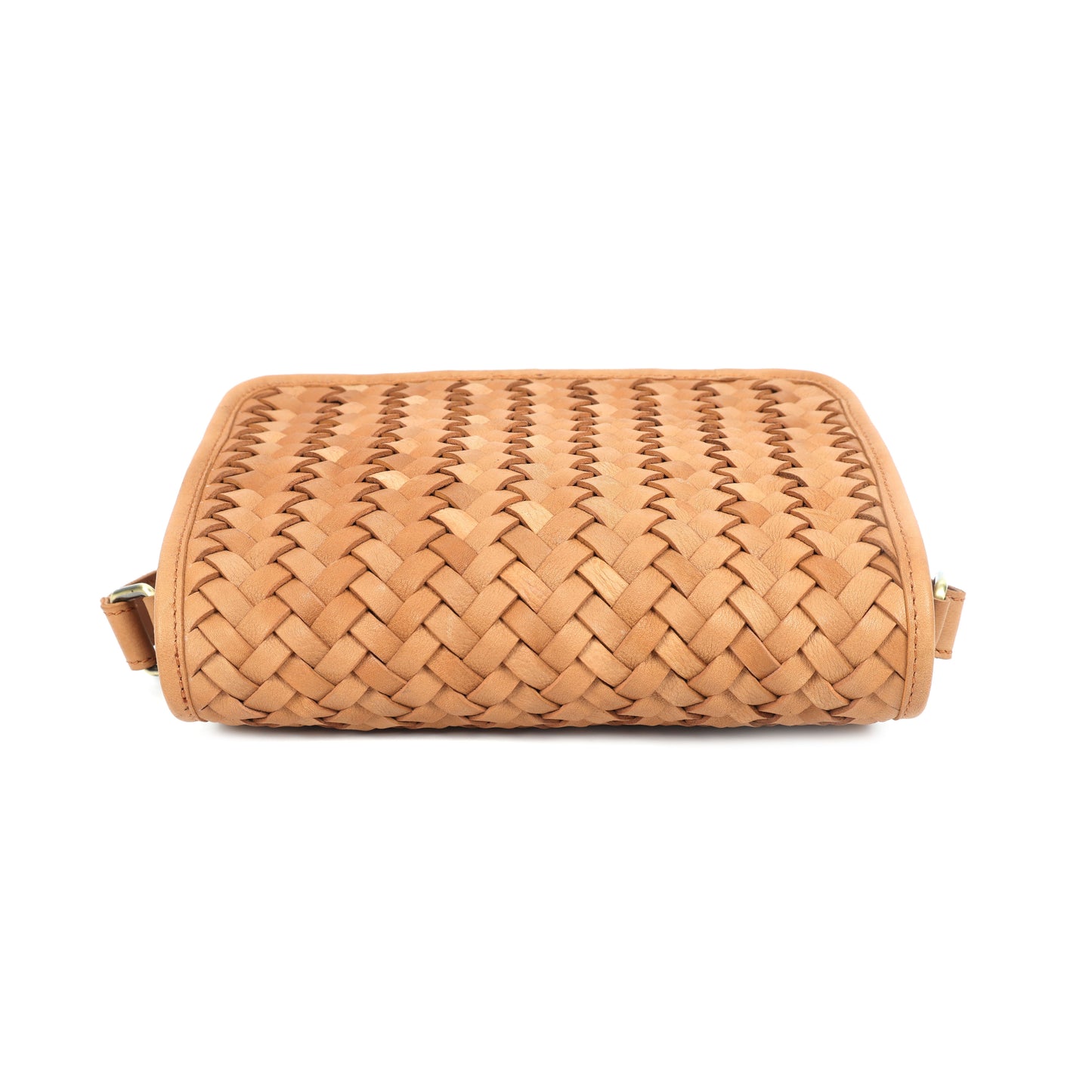 Premium Handwoven Leather Crossbody Bag with Zip Closure & Adjustable Strap