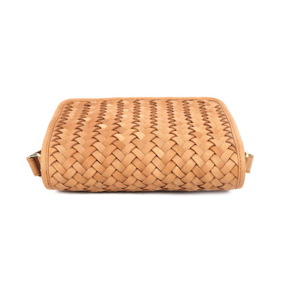 Premium Handwoven Leather Crossbody Bag with Zip Closure & Adjustable Strap