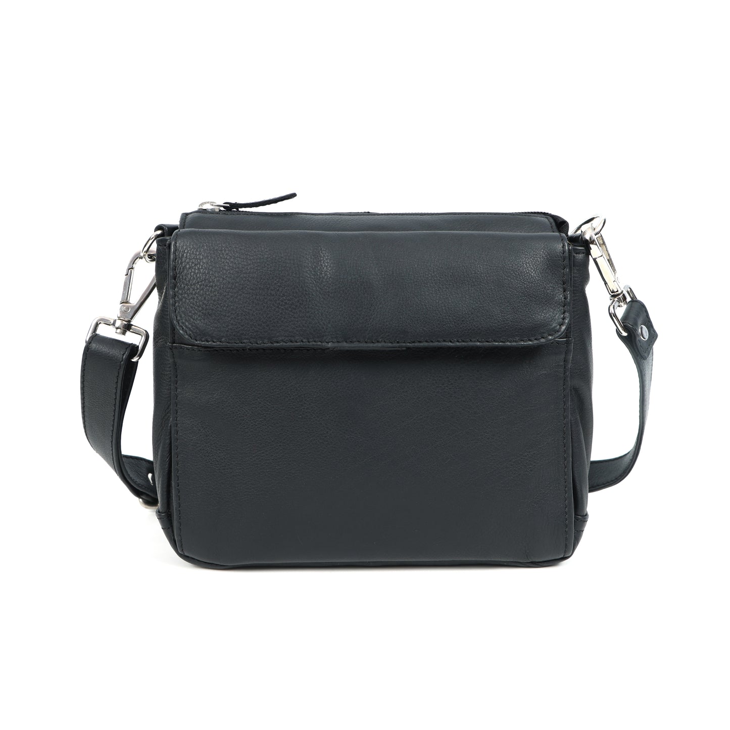 Premium Genuine Leather Crossbody Bag with Flap Closure & Adjustable Strap